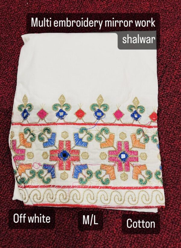 Cotton Multi-Thread Embroidery Shalwar - Image 2