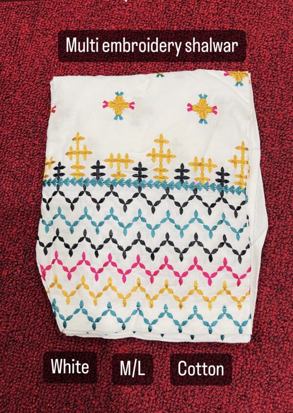 Cotton Multi-Thread Embroidery Shalwar - Image 3
