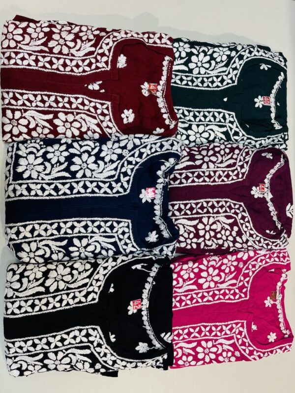 Indian Lukhnowi Chikenkari Gown - Image 3