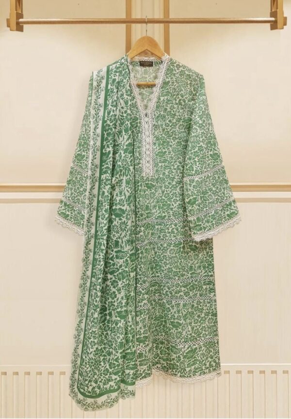 AghaNoor Lawn Dress – Green - Image 3