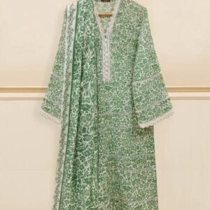 AghaNoor Lawn Dress – Green