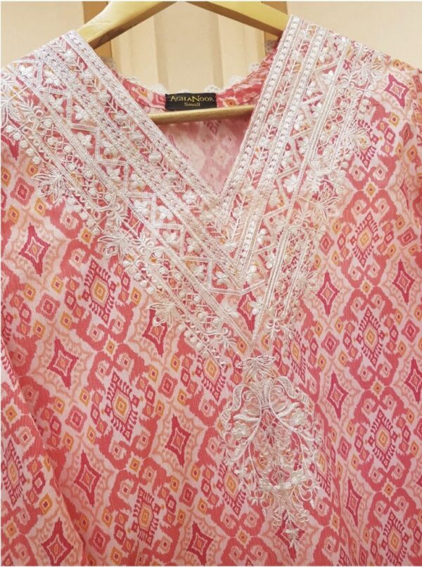 AghaNoor Lawn dress – Peach - Image 2