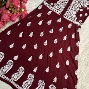 Indian Lukhnowi Chikenkari Gown