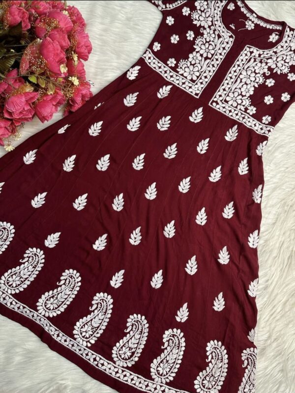 Indian Lukhnowi Chikenkari Gown